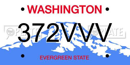 372VVV Washington License Plate