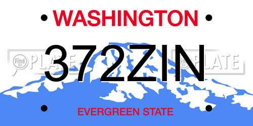 372ZIN Washington License Plate