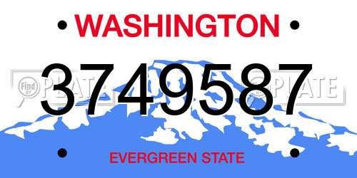 3749587 Washington License Plate