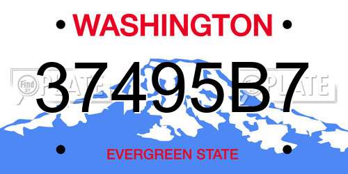 37495B7 Washington License Plate