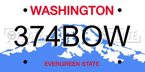 374BOW Washington License Plate