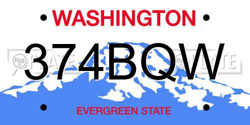 374BQW Washington License Plate