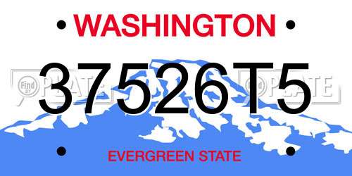 37526T5 Washington License Plate