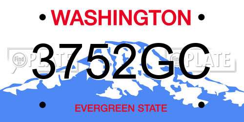 3752GC Washington License Plate