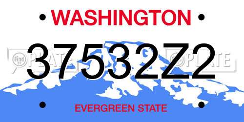 37532Z2 Washington License Plate
