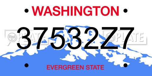 37532Z7 Washington License Plate