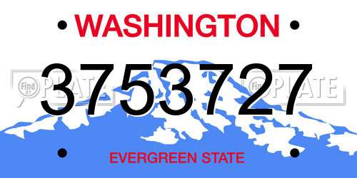 3753727 Washington License Plate