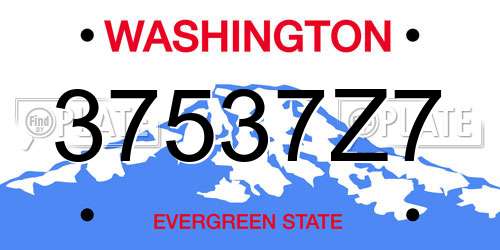 37537Z7 Washington License Plate