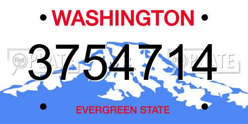 3754714 Washington License Plate