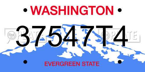 37547T4 Washington License Plate