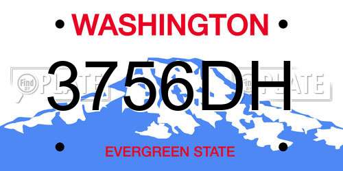 3756DH Washington License Plate