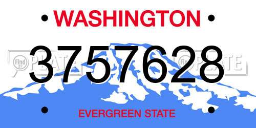 3757628 Washington License Plate