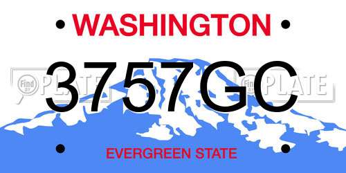 3757GC Washington License Plate