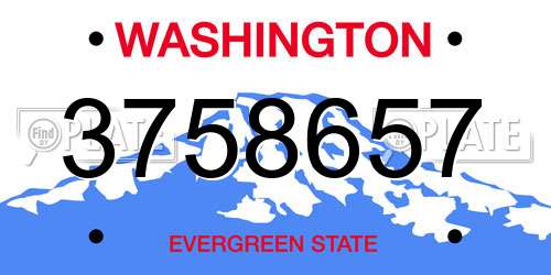 3758657 Washington License Plate