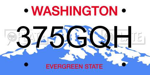 375GQH Washington License Plate