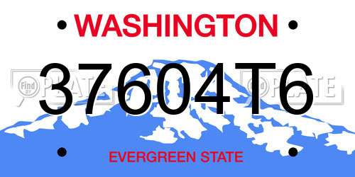 37604T6 Washington License Plate