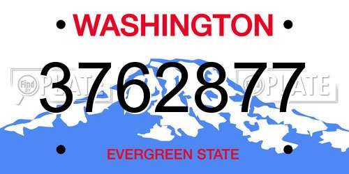 3762877 Washington License Plate