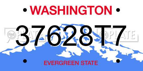 37628T7 Washington License Plate
