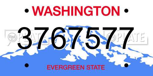 3767577 Washington License Plate