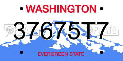 37675T7 Washington License Plate