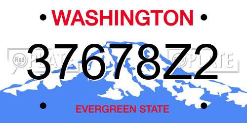 37678Z2 Washington License Plate