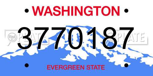 3770187 Washington License Plate