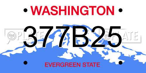 377B25 Washington License Plate