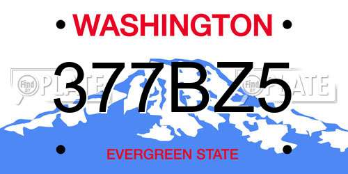377BZ5 Washington License Plate