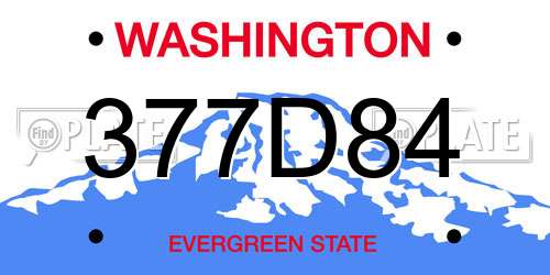 377D84 Washington License Plate