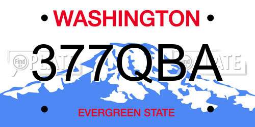 377QBA Washington License Plate