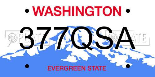 377QSA Washington License Plate