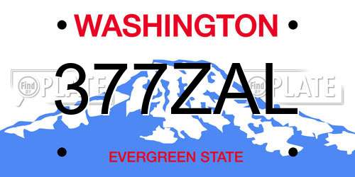 377ZAL Washington License Plate