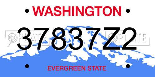 37837Z2 Washington License Plate