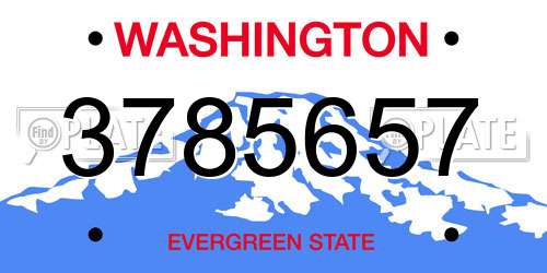 3785657 Washington License Plate