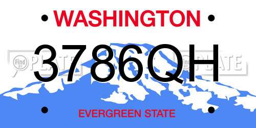 3786QH Washington License Plate