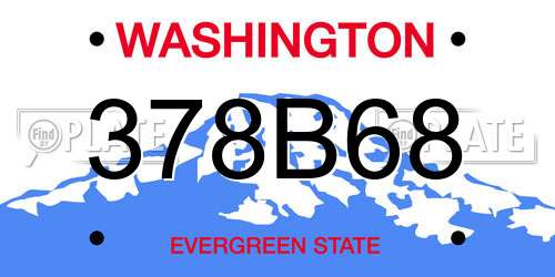 378B68 Washington License Plate