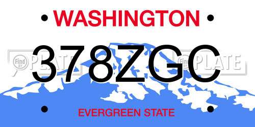 378ZGC Washington License Plate