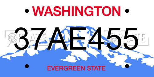 37AE455 Washington License Plate