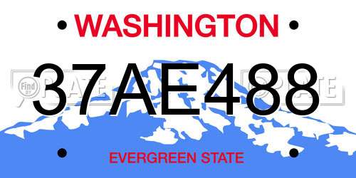 37AE488 Washington License Plate