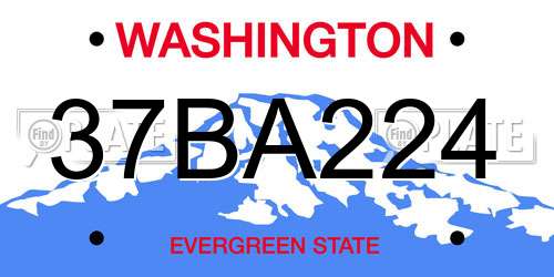 37BA224 Washington License Plate