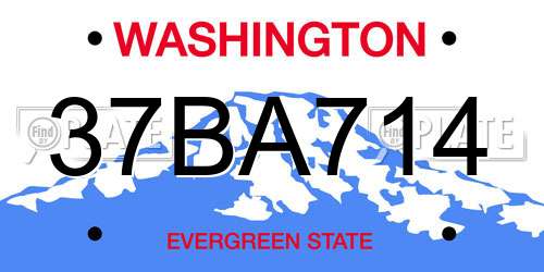 37BA714 Washington License Plate