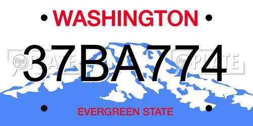 37BA774 Washington License Plate