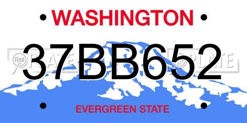37BB652 Washington License Plate