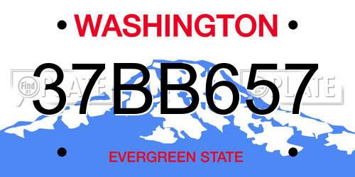 37BB657 Washington License Plate