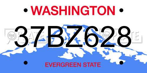 37BZ628 Washington License Plate