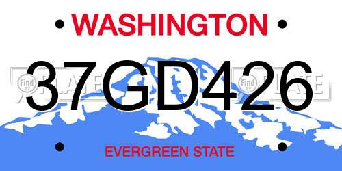 37GD426 Washington License Plate