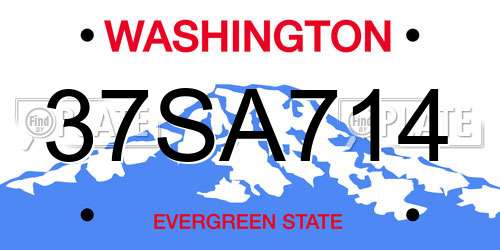 37SA714 Washington License Plate