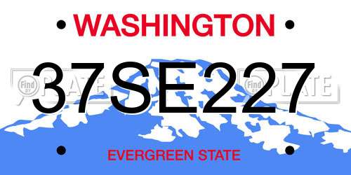 37SE227 Washington License Plate