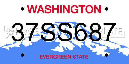 37SS687 Washington License Plate