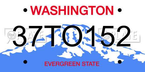 37TO152 Washington License Plate
